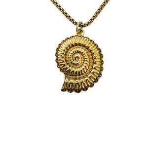 gold large ammonite necklace handmade stainless steel waterproof hypoallergenic